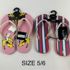 Hype sequins cute sandals Flip flops stripe or banana 🍌 women size S 5-6 new